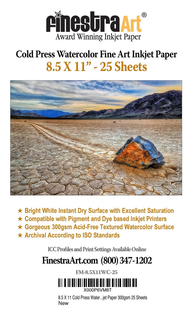 Finestra Art 8.5" X 11" Cold Press Watercolor Fine Art Inkjet Paper - 25 Sheets - Image 2